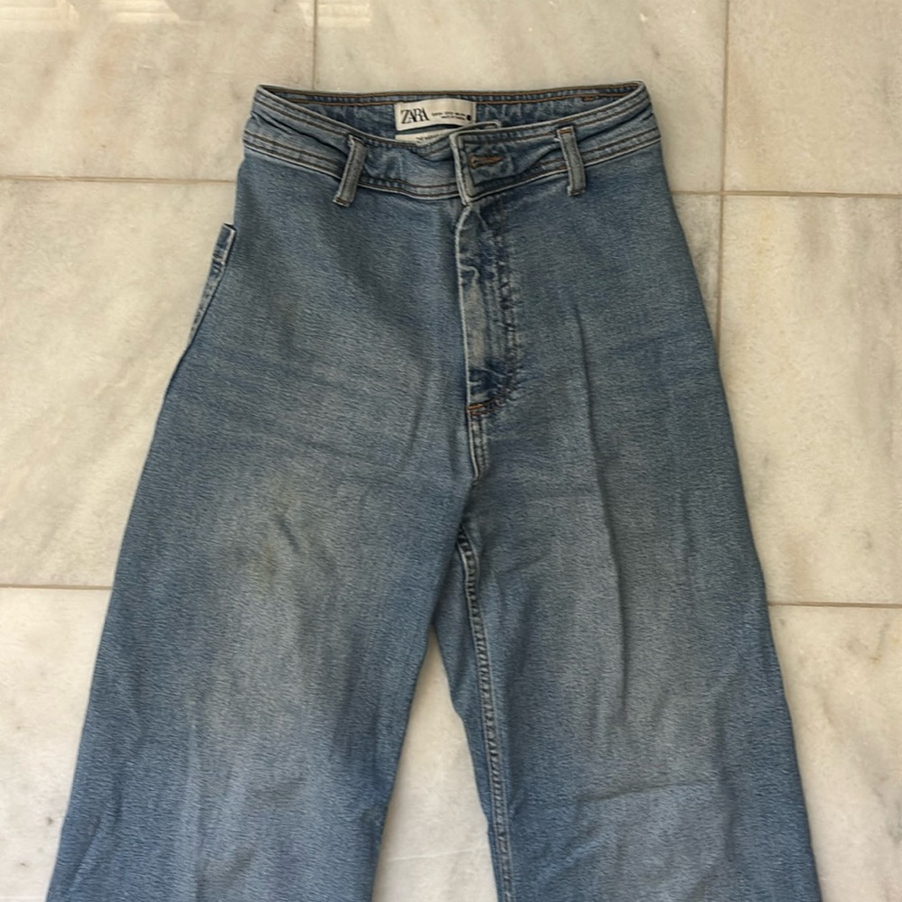 Zara Marine Straight Wide Leg Jeans